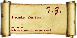Thomka Zenina névjegykártya